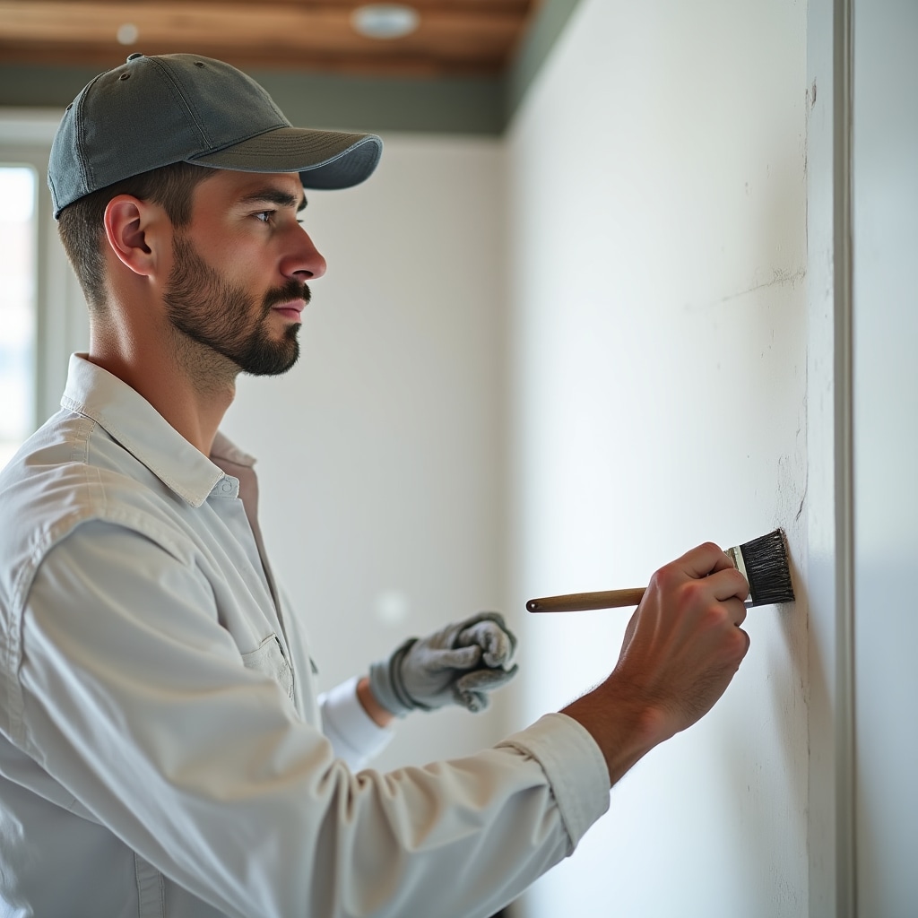 Professional craftsman carefully executing commercial renovation work with attention to detail