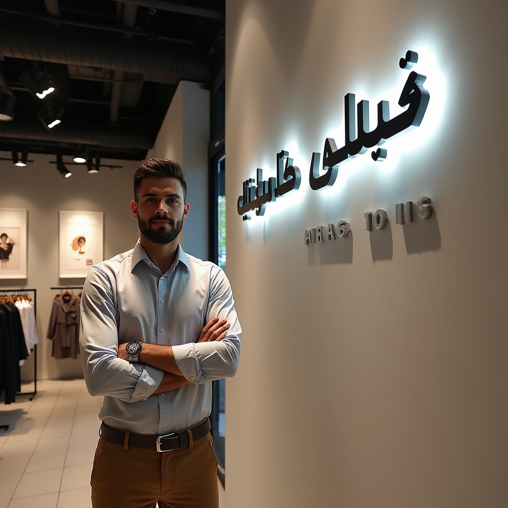 Professional retail signage and branding elements in modern commercial space